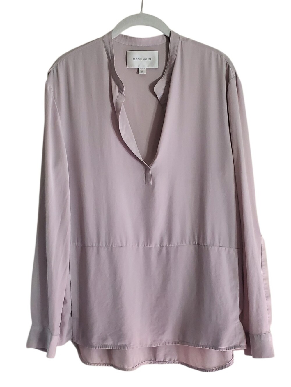 Brochu Walker 100% Silk V-Neck Blouse 18CDC644 Minimalist Luxurious Light Lilac